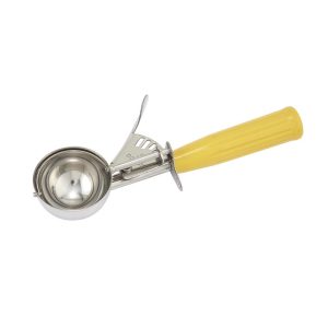 Cuchara para helado 2 oz, acero inoxidable con mango amarilla