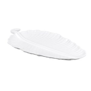 Plato en Forma de Hoja de Melamina de 19-1/4"x11" Blanco
