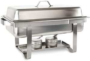 Chafer Económico Rectangular de Acero Inoxidable y Agarradero Plástico Full de 8 Qt