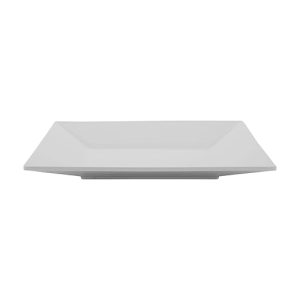 Plato Cuadrado Borde Ancho de Melamina de 10"x10" Blanco
