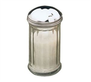 Azucarera transparente de policarbonato con tapa de acero inoxidable 12 Oz