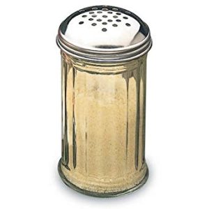 Dispensador de queso transparente de plástico con tapa perforada de acero inoxidable 12 Oz