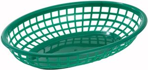 Canasta Ovalada para Comida Rápida de Plástico Verde de 9-1/2"