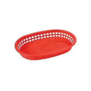 CANASTA OVALADA PARA COMIDA RÁPIDA DE PLÁSTICO ROJO DE 10-3/4"