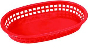 Canasta Ovalada para Comida Rápida de Plástico Rojo de 10-1/4"