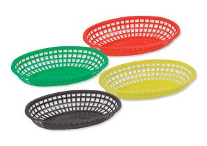 Canasta Ovalada para Comida Rápida de Plástico Amarillo de 10-1/4"