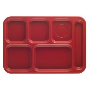Bandeja de 6 Compartimentos de Copolimero de 10"x14-1/2" Rojo