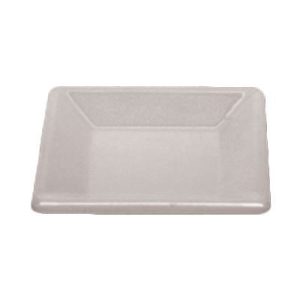 Plato blanco cuadrado de melamina borde ancho  4" X 4"