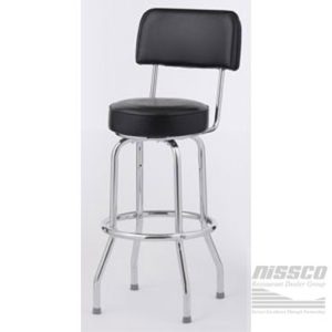 Silla alta para bar de color negro sin descansa brazos, asiento giratorio.
