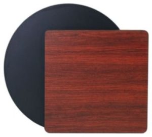 Top de mesa cuadrado 30" x 30" reversible Caoba/Negro de melamina