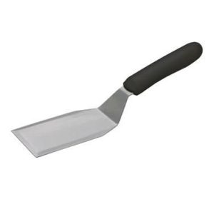 Espatula de hamburguesa 5 1/8" de acero inoxidable y mango de polipropileno color negro