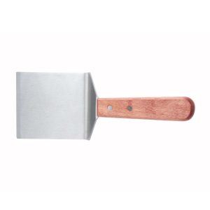 Espátula para hamburguesas de acero inoxidable con mango de madera 3-3/4"