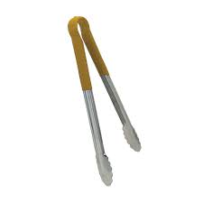 Pinza festoneada multiuso de acero inoxidable con mango plastico amarillo 16"