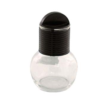 Dispensador de bebidas calientes transparente de vidrio con tapa negra de plástico 10 Oz