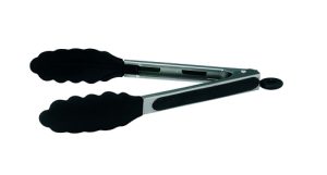 Pinza festoneada multiuso de acero inodixable con puntas y agarradero de silicon de 9"