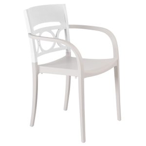 MOON: Silla para Exterior con Brazo y Respaldar de Resina Color Beige y Blanco