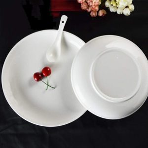 PLATO REDONDO BORDE DELGADO 9.5" DE PORCELANA COLOR BLANCO