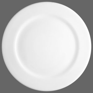Plato redondo borde ancho 9" de porcelana color blanco